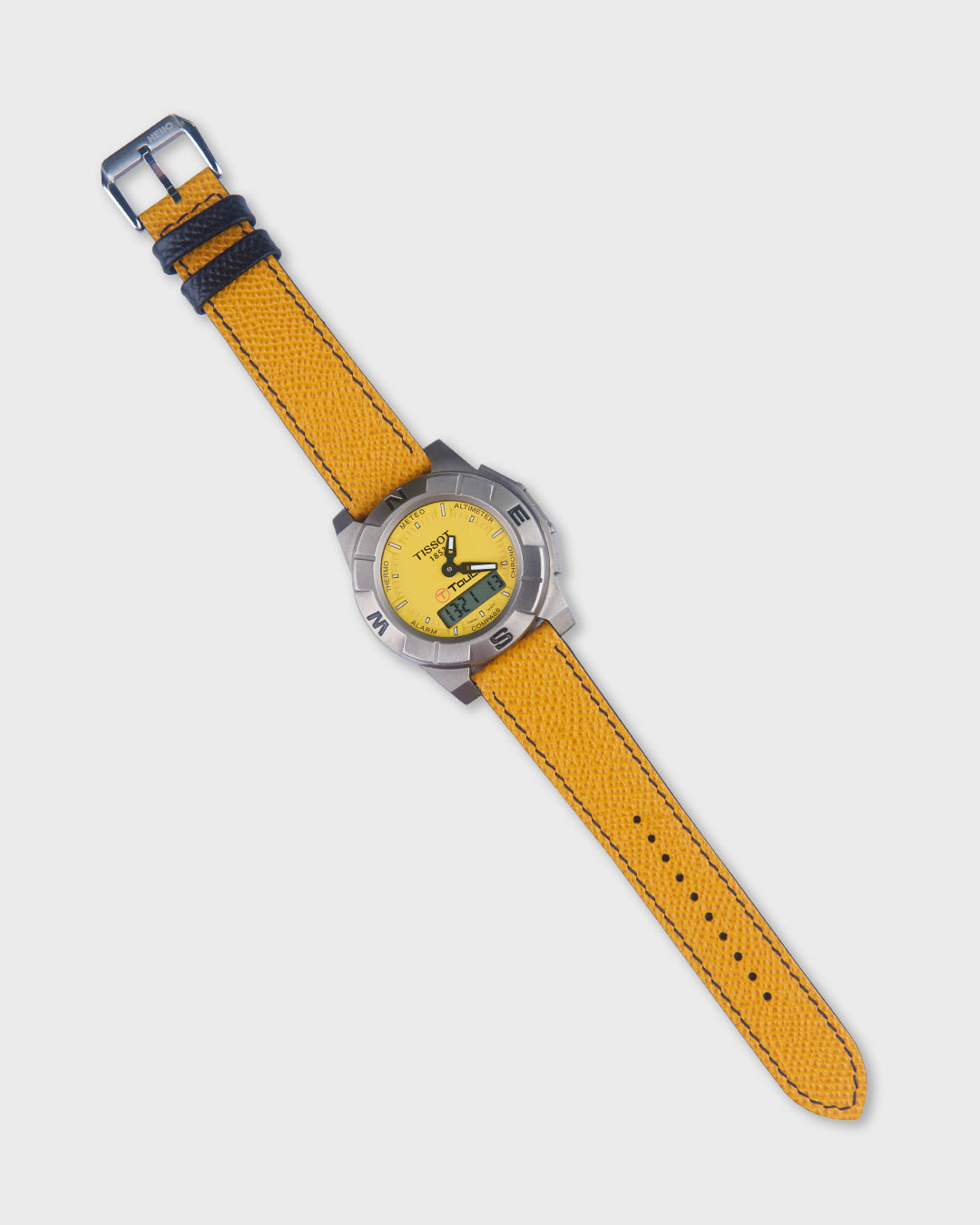 Honeycomb Crunch__Yellow Black Epsom Italian Leather Watch strap