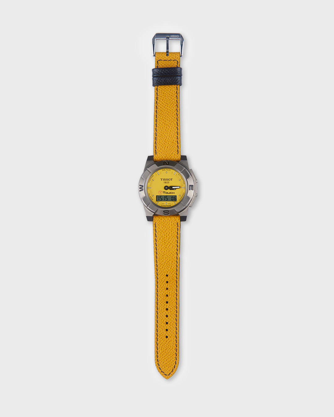 Honeycomb Crunch__Yellow Black Epsom Italian Leather Watch strap