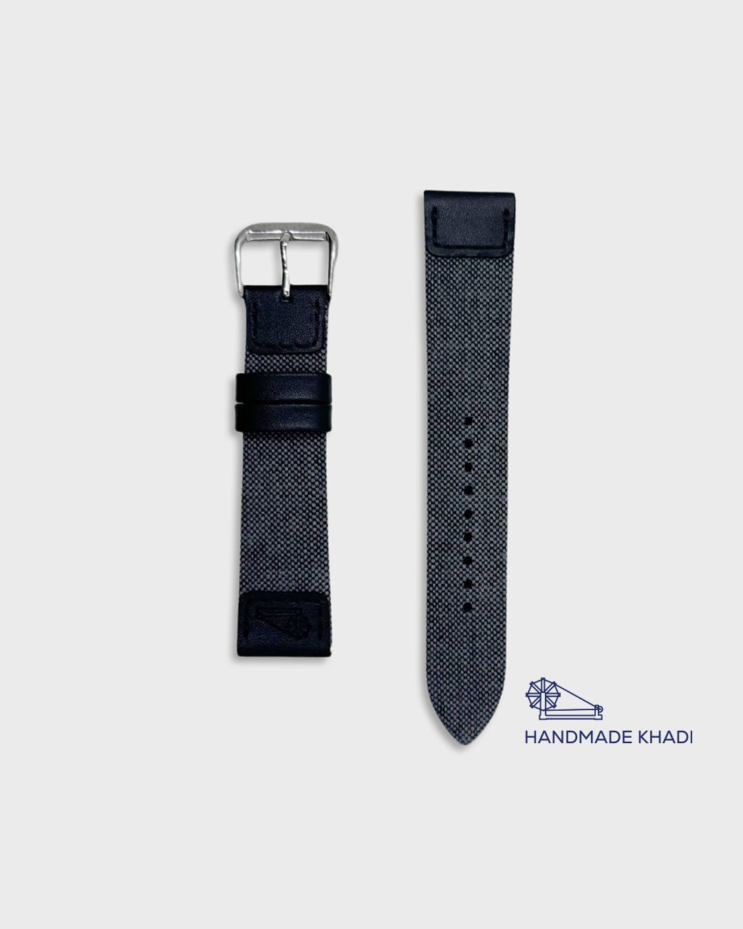 Shadow__INDUS CONVERSO - Dark blue Khadi watch strap 