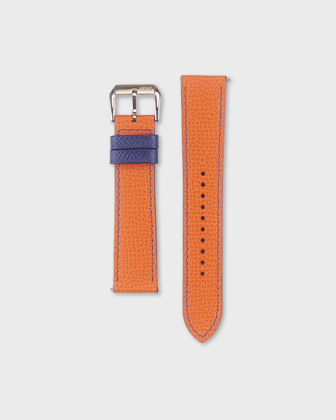 Marmalade Twist__Orange Navy Blue Epsom Italian Leather Watch strap