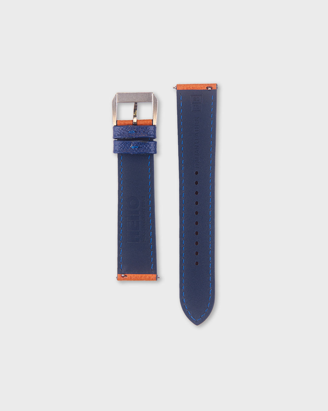 Marmalade Twist__Orange Navy Blue Epsom Italian Leather Watch strap