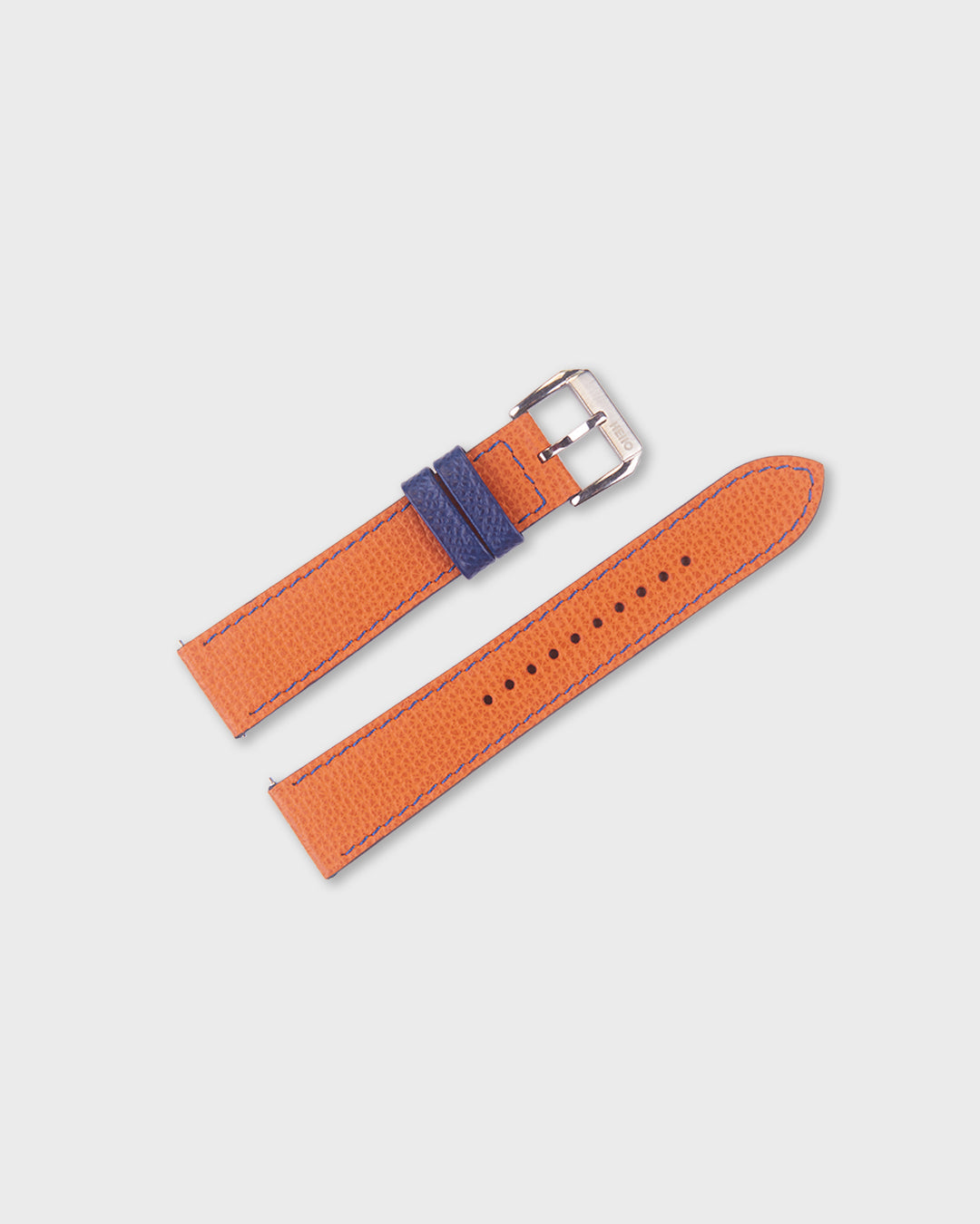 Marmalade Twist__Orange Navy Blue Epsom Italian Leather Watch strap